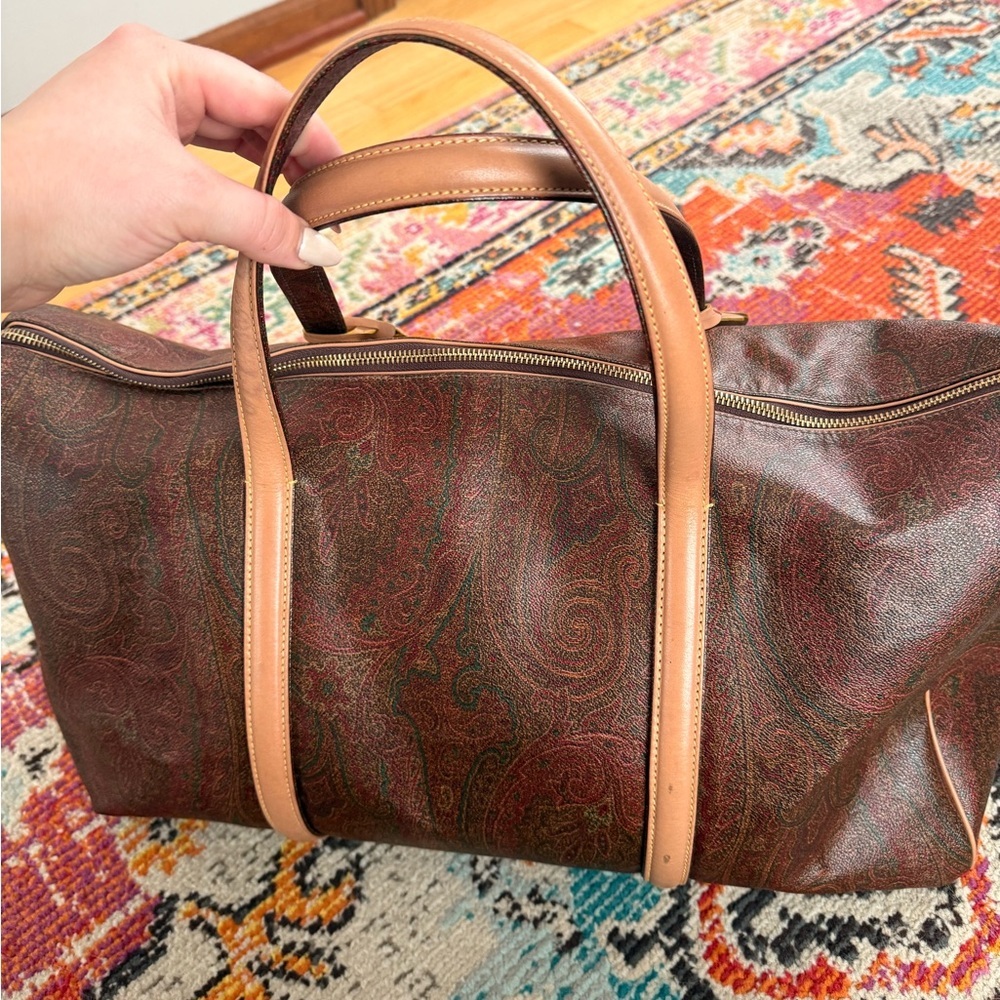 Etro Leather Paisley 48 Hour Weekender Bag🤎 - Picture 6 of 12